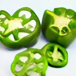 generated: a green pepper sliced into many pieces #7